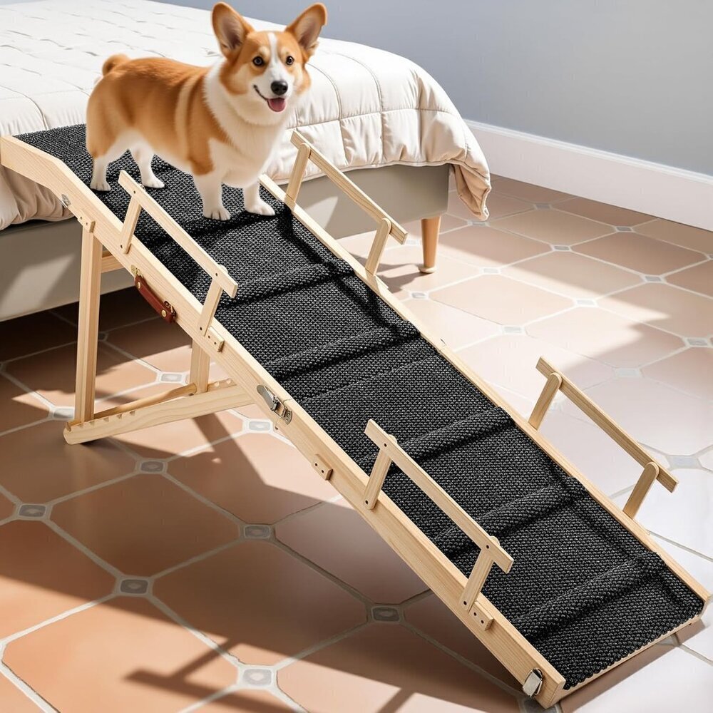Dog Ramp for Bed with Rails, 64" Long Foldable Pet Ramp